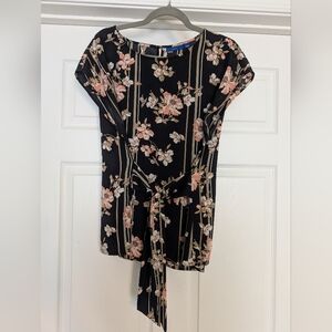 Apt. 9 Black Blouse with Pink Floral Design